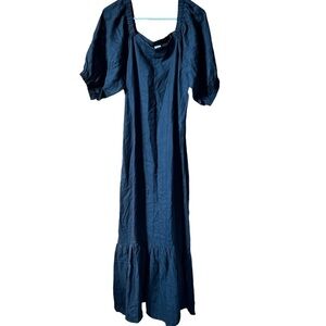 Morpho + Luna Womens GIORGIANA LINEN ALL DAY LONG DRESS sz M/L $391